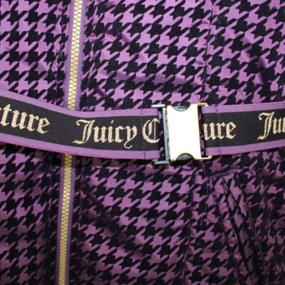 Juicy Couture Girls Hooded Puffer Coat NWT Faux Fur Trim Belted 10/12 - Picture 6 of 8